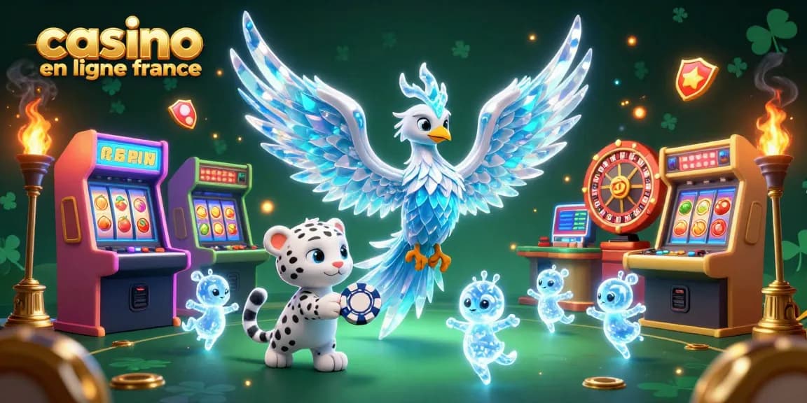 Jouer au casino en ligne France avec un phoenix de glace, un léopard des neiges et des éléments de jeu captivants.