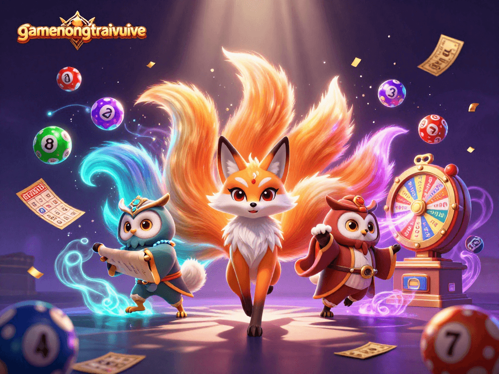 Engage in gamenongtraivuive action with a vibrant 3D casino scene featuring spirited characters and dynamic gaming elements.