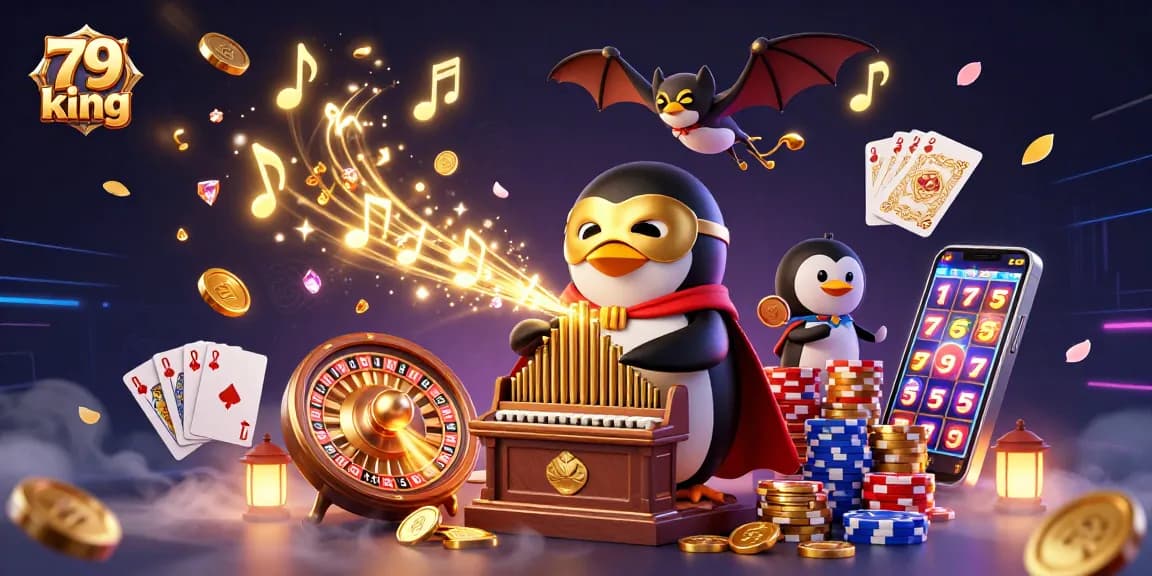 Unleash your luck with the 79 king and dynamic casino action featuring golden coins and acrobatic characters.