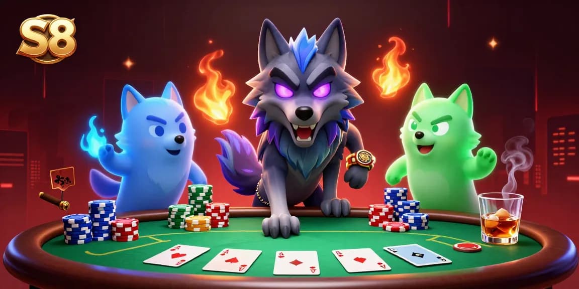 S8 enhances your gameplay with a ghostly poker scene featuring spectral wolves and captivating casino elements.