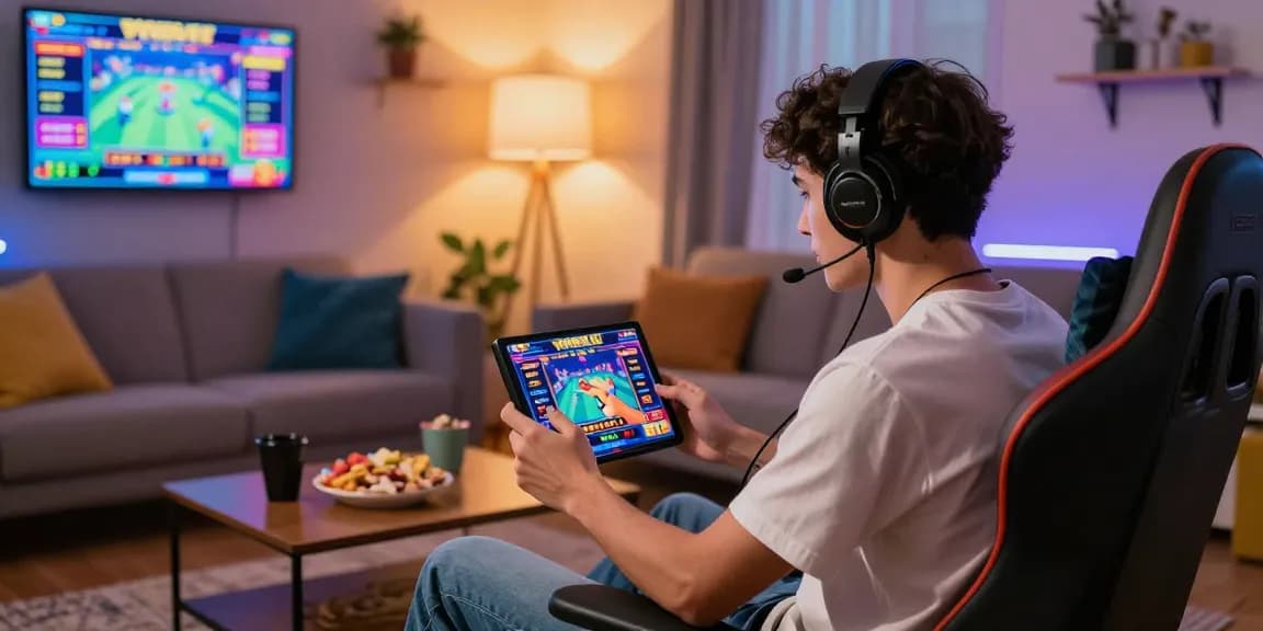 Pengalaman bermain LUXURY777 di ruang tamu yang nyaman dengan peralatan game modern.