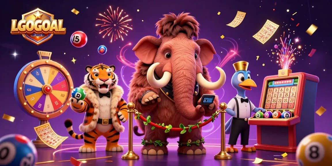 Join LGOGOAL's vibrant casino with a woolly mammoth bouncer and lively elements.