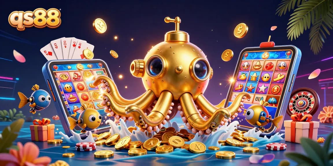 Engage with the qs88 experience involving vibrant slot actions, golden coins, and interactive casino visuals.