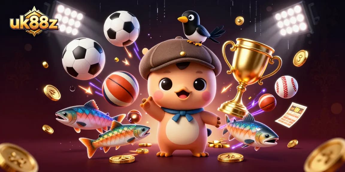 Win big with exciting sports elements in this vibrant illustration featuring uk88z.