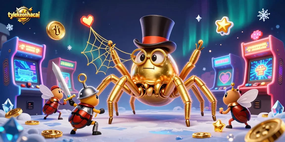 Engage in sports betting thrills with tylekeonhacai, featuring a golden tarantula and beetle knight.