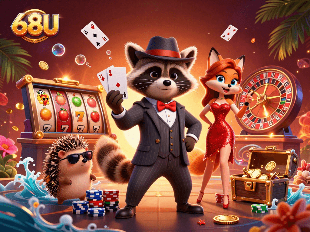Jogadores da 68U tentando a sorte em um cassino virtual com diversão e recompensas.