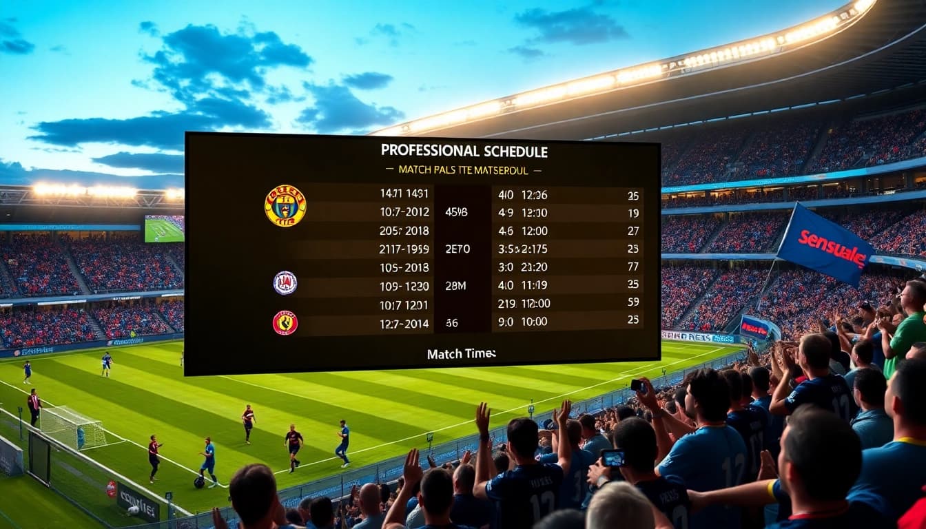 Jadwal bola terbaru ditampilkan pada layar digital dalam suasana stadion yang meriah.