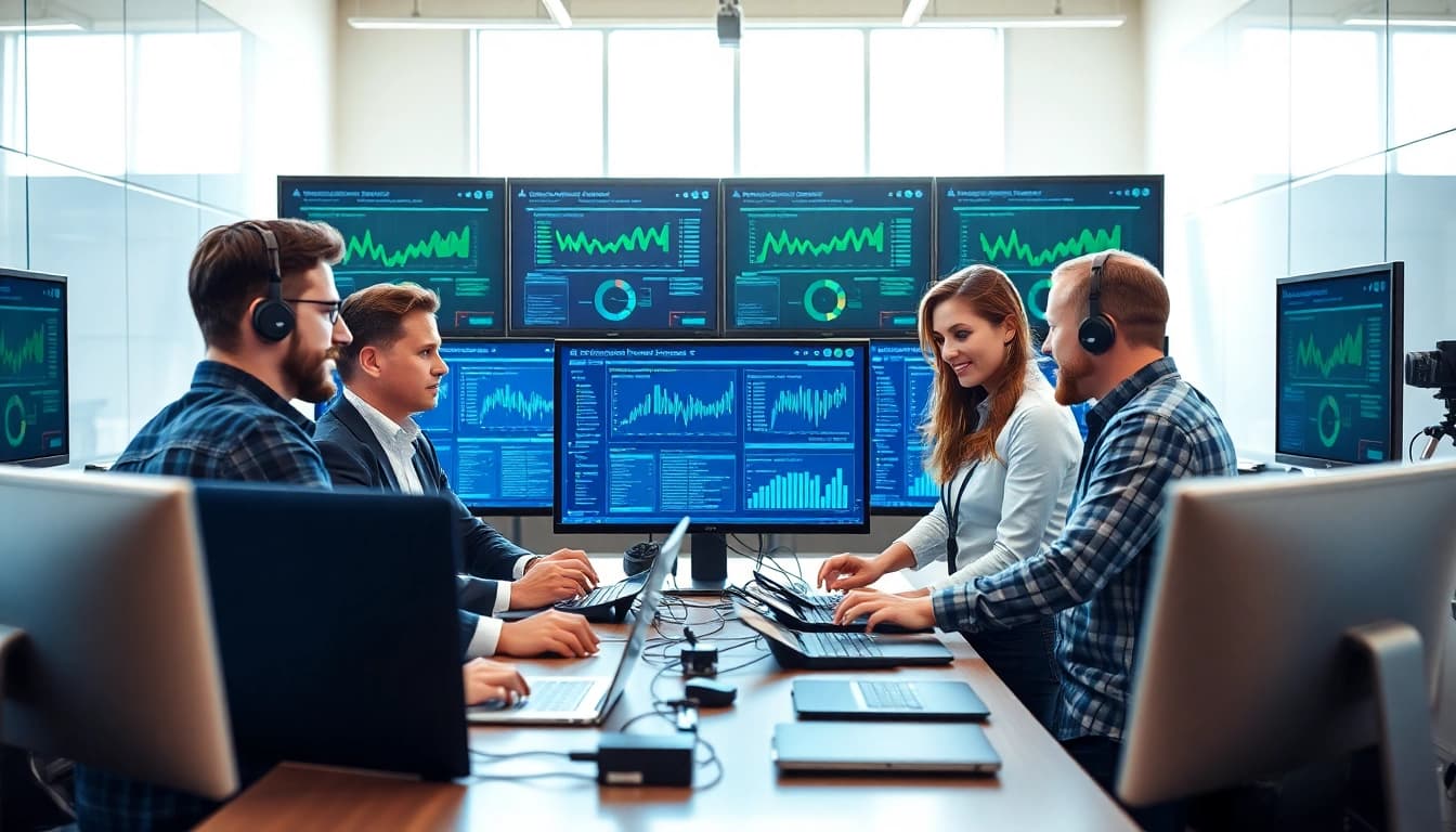 Delivering business IT support services through effective teamwork in a modern office.
