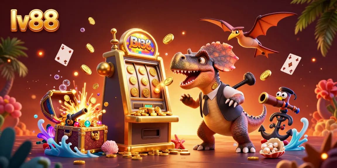 Catch the action at lv88 as a dinosaur headbutts a slot machine, dazzling casino chaos!