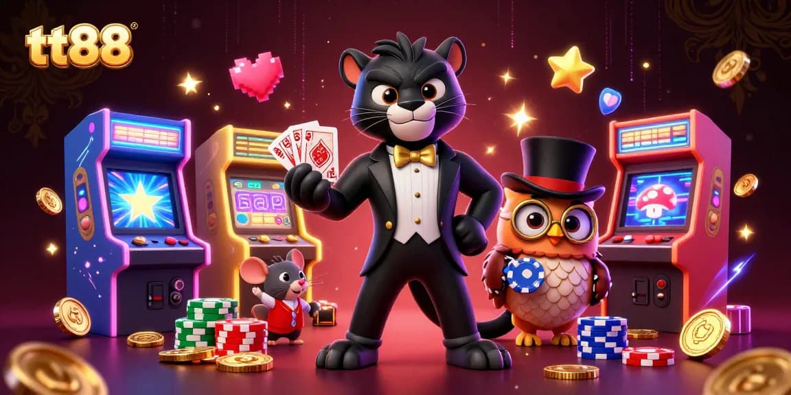 tt88 players enjoying a vibrant casino scene with lively characters and immersive gaming elements