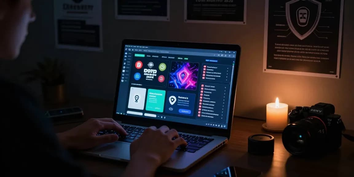 Best Darknet Markets 2026 accessed through secure laptop setup in a dimly lit room emphasizing online anonymity and privacy.