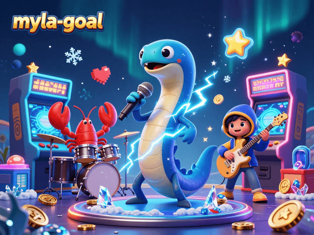 Experience myla-goal in a vibrant underwater casino scene featuring a DJ eel and his band with exciting gaming elements.