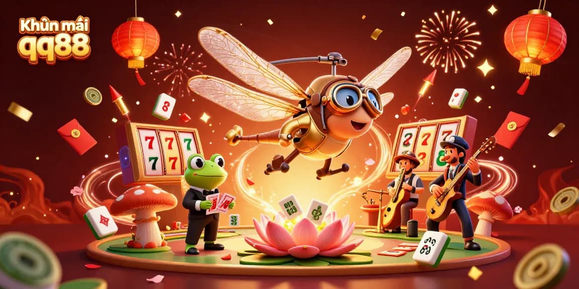 Experience Khuyến mãi qq88 in an exciting casino scene with vibrant characters and dynamic game elements.