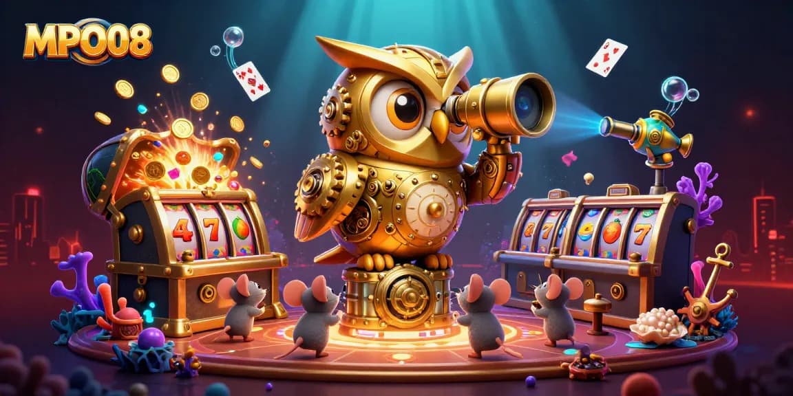 MPO08 offers an exciting online slots experience, featuring vibrant characters and dynamic gameplay visuals.