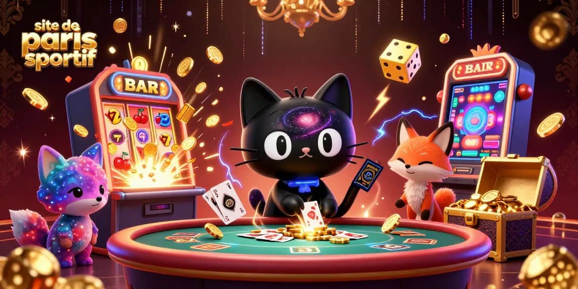 Découvrez le site de paris sportif avec un chat noir et un renard nébuleux au casino.