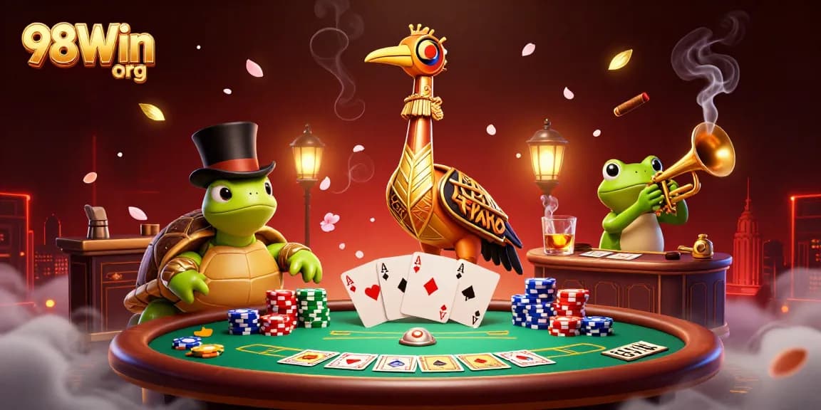 Experience thrilling gameplay with 98Win org at a lively poker scene featuring colorful chips and cards.