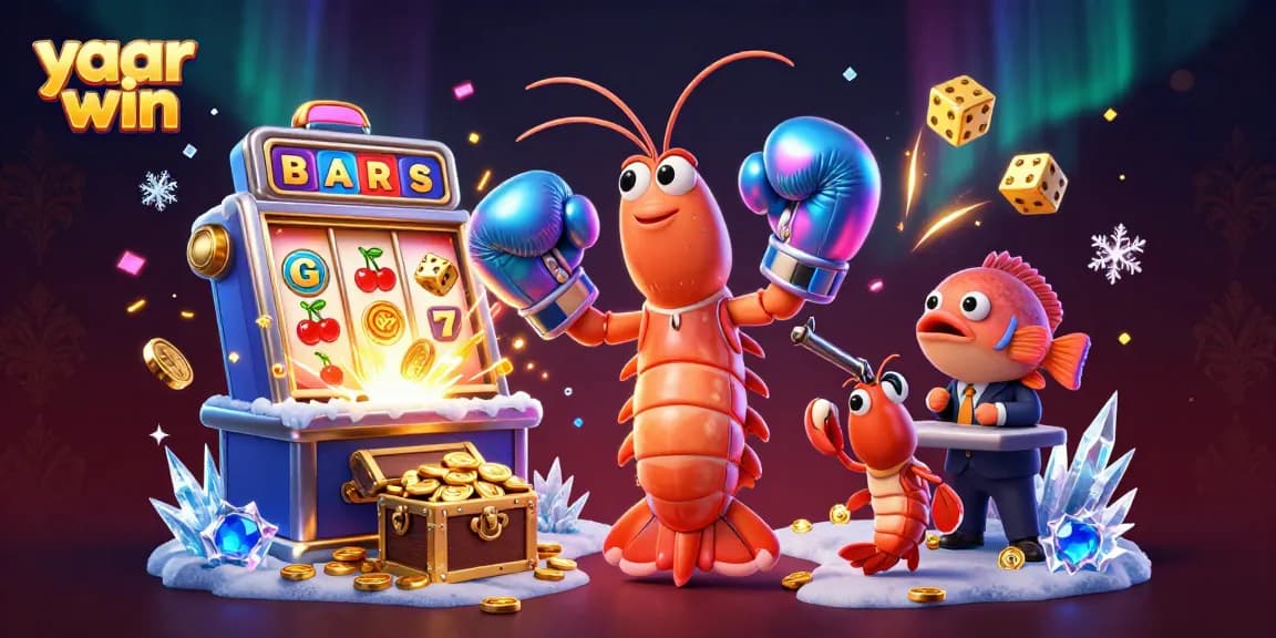 Engage with yaar win as 3D cartoon characters celebrate a jackpot explosion amidst casino excitement.