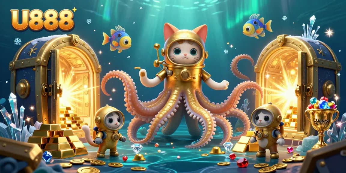 Experience thrilling gameplay with U888 in a vibrant underwater treasure scene, featuring stunning visuals.