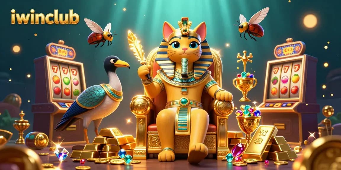 Spin winning slots at iwinclub with the vibrant Egyptian theme in this captivating scene.