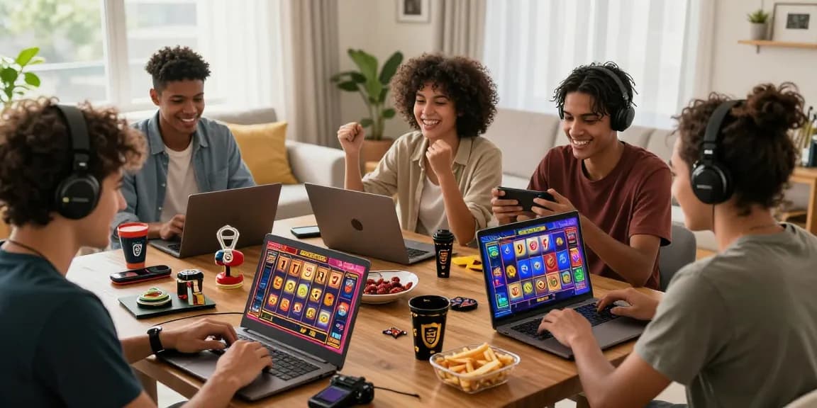 Crowd celebrating a win while playing slot 777 games in a vibrant social setting