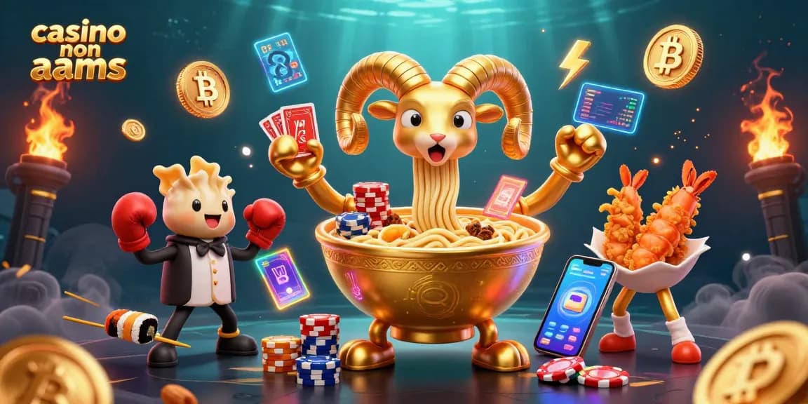 Divertiti nei casino non AAMS, con un'atmosfera vivace di carte e chips in un'illustrazione 3D colorata.