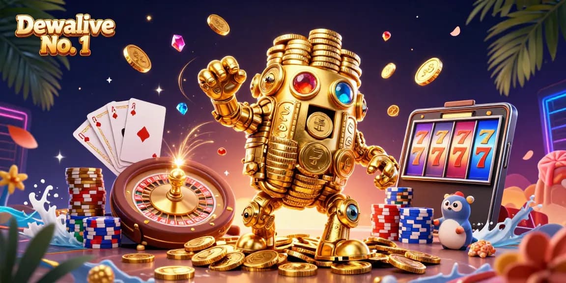 Win big with Dewalive No. 1's ultra-detailed 3D illustration of vibrant casino excitement and rich rewards