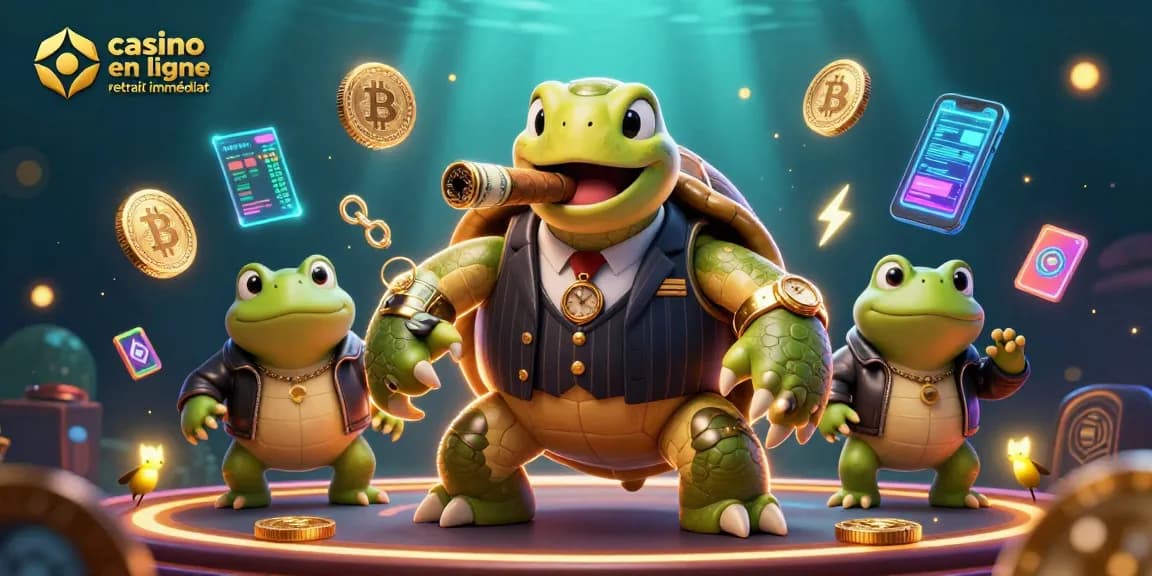 Profitez d'un casino en ligne retrait immédiat avec une représentation créative d'une scène animée.