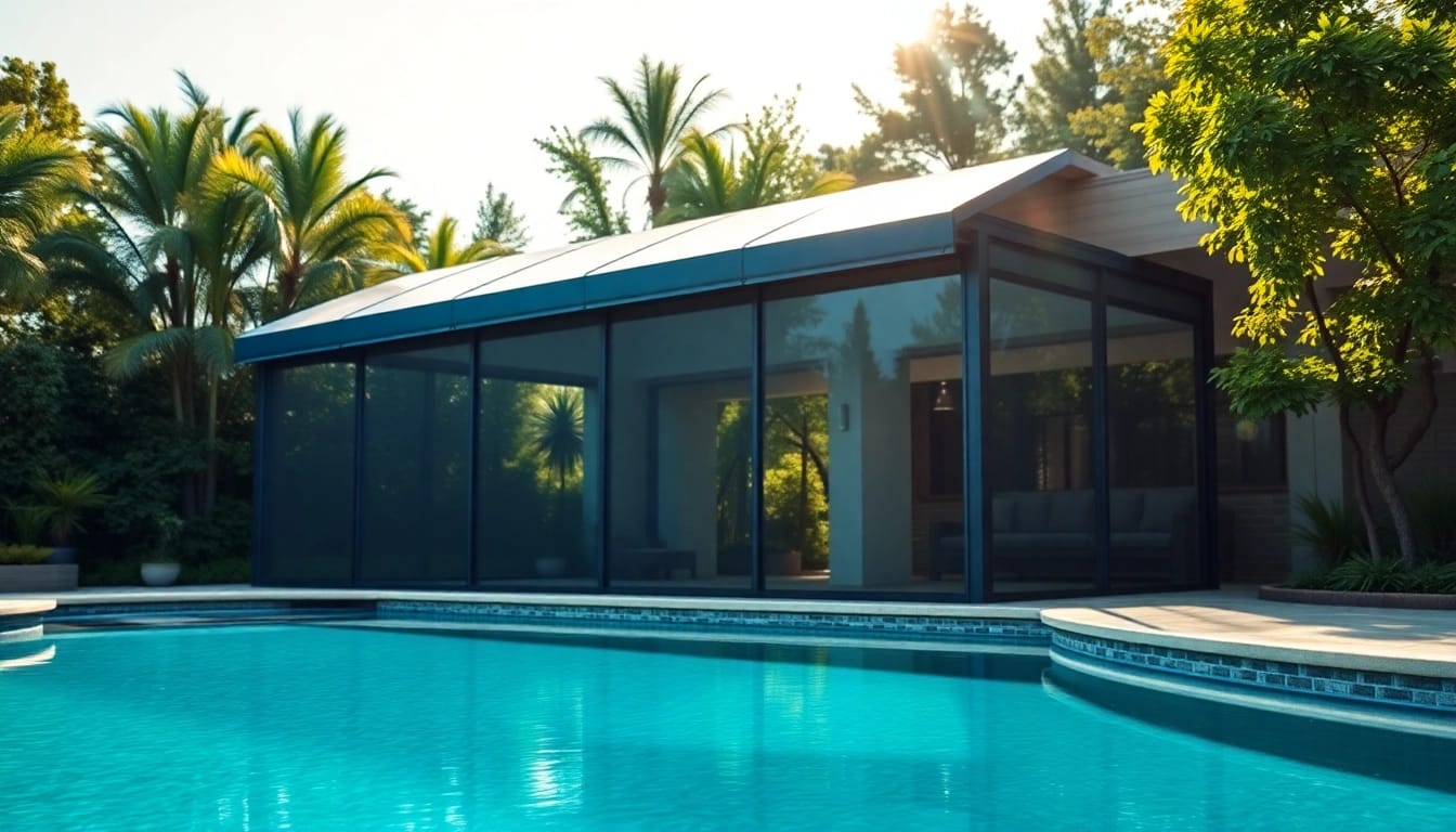 Beautiful pool enclosure enhancing outdoor space, showcasing modern design and clear panels, perfect for relaxation.