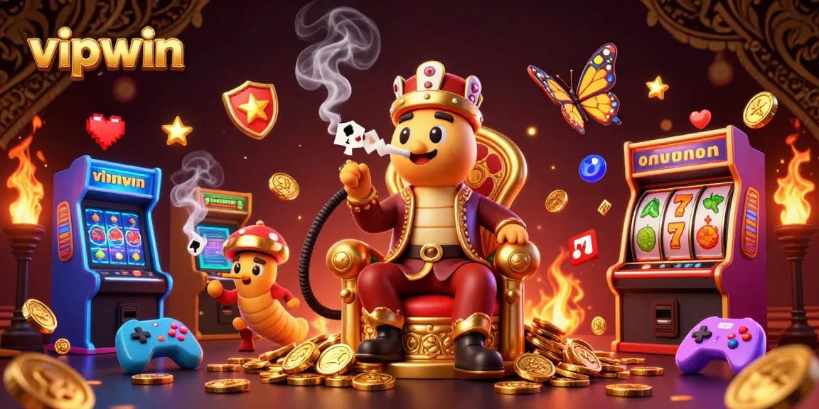 Experience the thrill of vipwin with a vibrant casino illustration showcasing slot reels and dynamic characters.