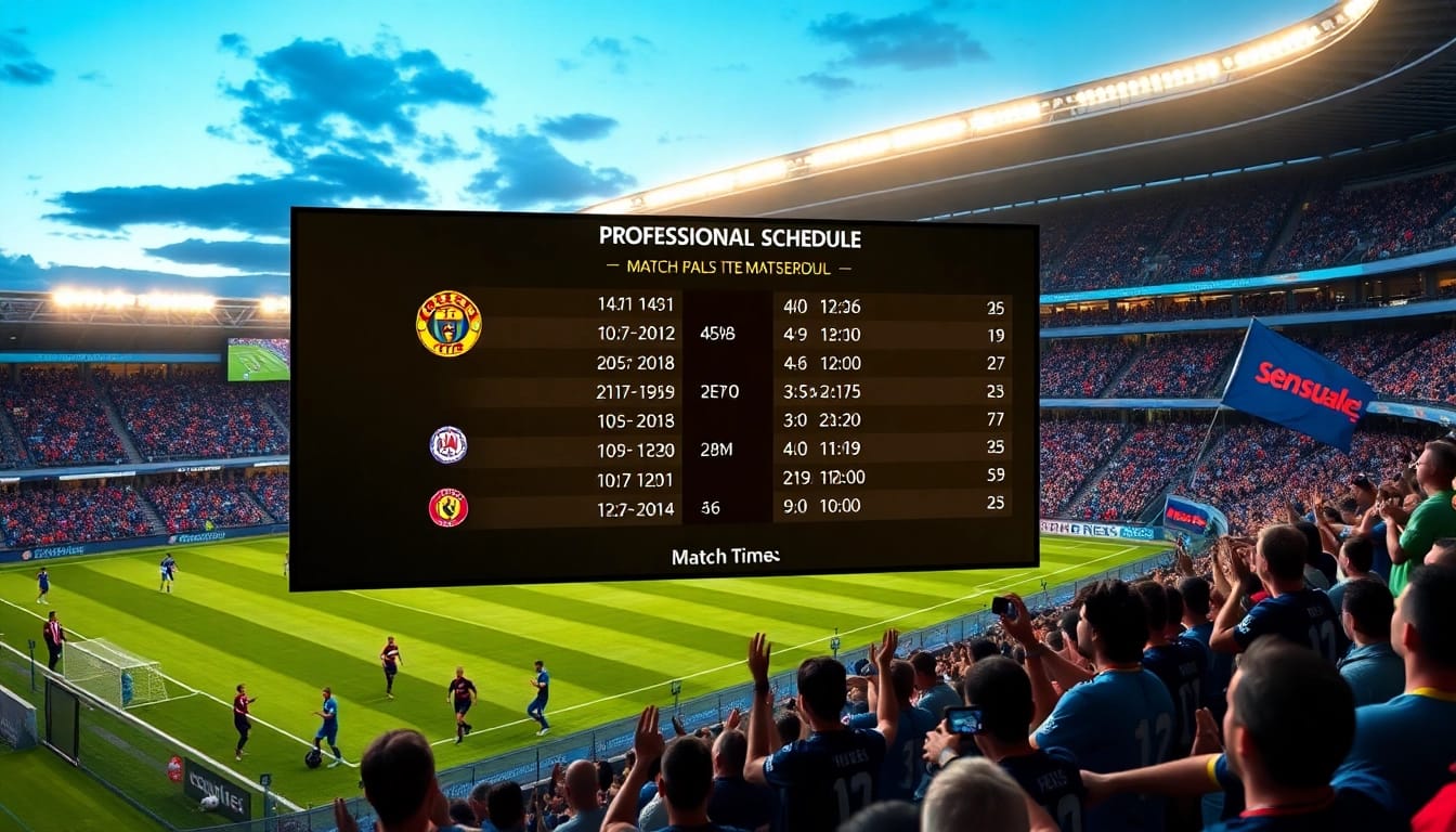 Jadwal bola terbaru ditampilkan pada layar digital dalam suasana stadion yang meriah.