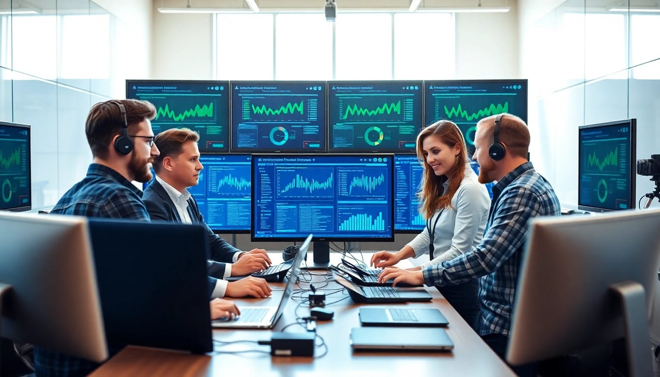 Delivering business IT support services through effective teamwork in a modern office.