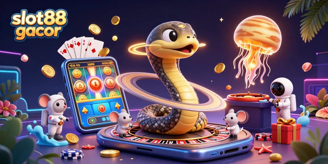Experience thrilling gameplay with slot88 gacor as astronaut mice bet on a cosmic roulette wheel.