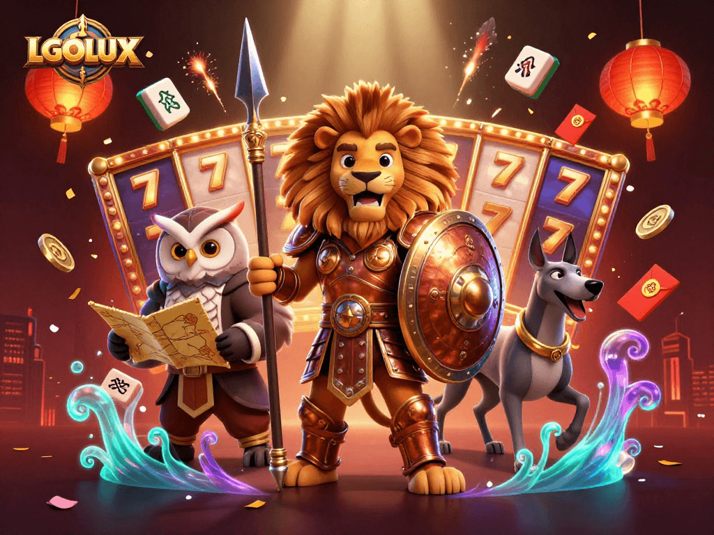 Engage in high-definition slot experiences with LGOLUX, featuring dynamic gaming elements and vibrant characters.
