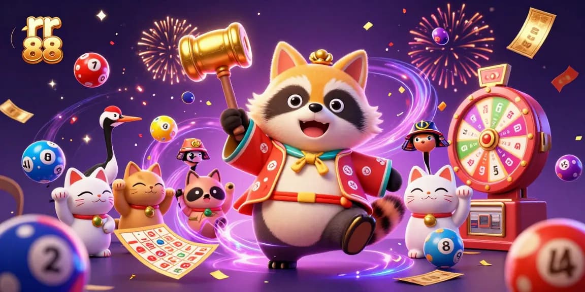 Experience the thrill of rr 88 with cheerful characters and vibrant gaming elements celebrating fortune and luck.
