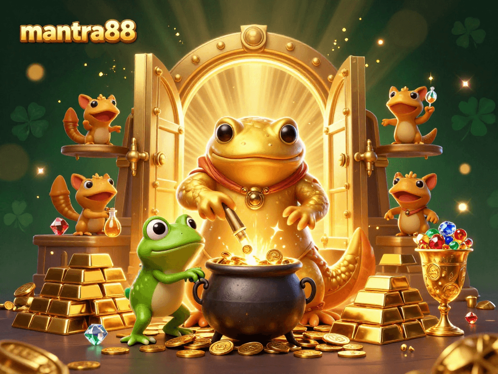 Experience the thrill with mantra88 as the golden salamander alchemist unveils riches in a dynamic 3D scene.