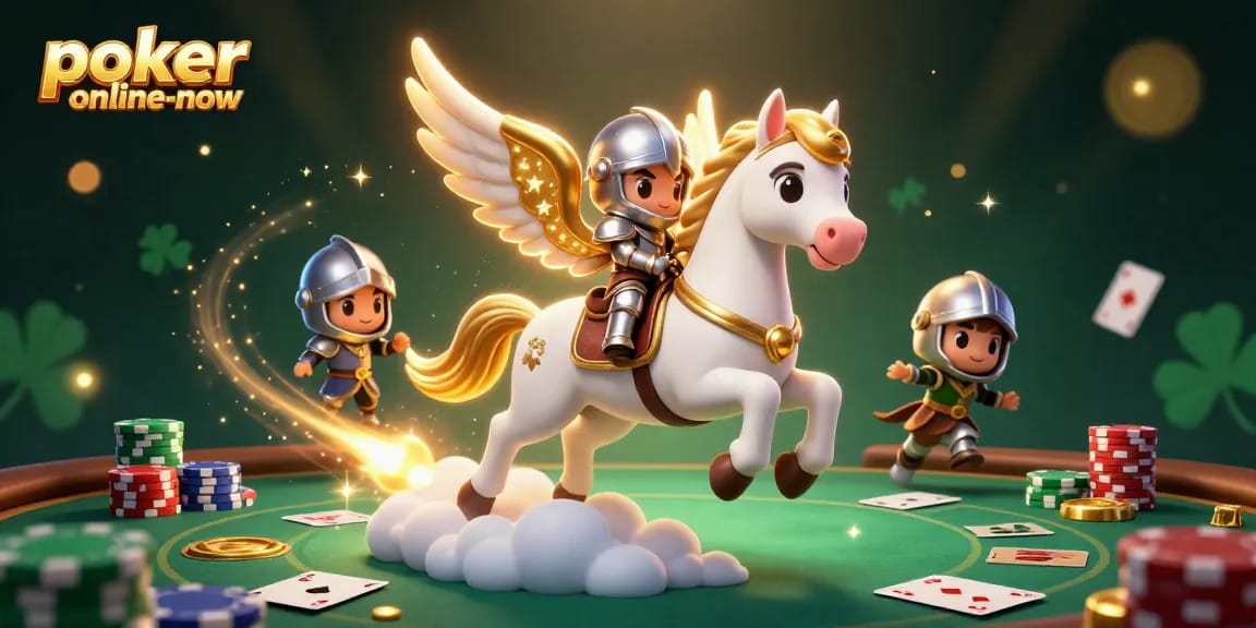 Experience high-stakes gaming action with poker-online-now featuring vibrant 3D poker elements.