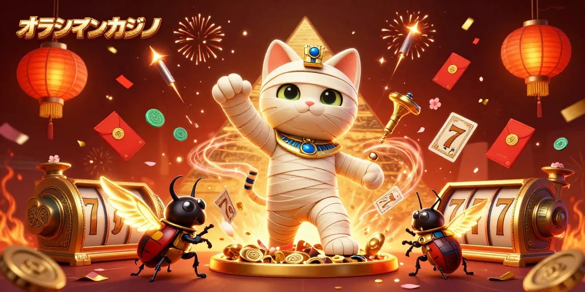 オンラインカジノでのスリル満点のゲームプレイを楽しむために、3Dミイラ猫とスカラベとともに冒険を。最高のボーナスが待っています!