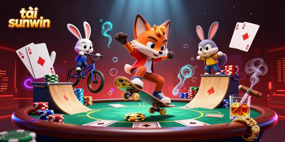 Experience thrilling gameplay with tải sunwin in a vibrant 3D casino scene featuring dynamic characters.