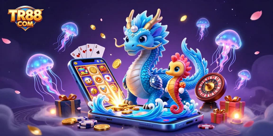 Play thrilling games at TR88 COM with the majestic water dragon and seahorse knight in action.