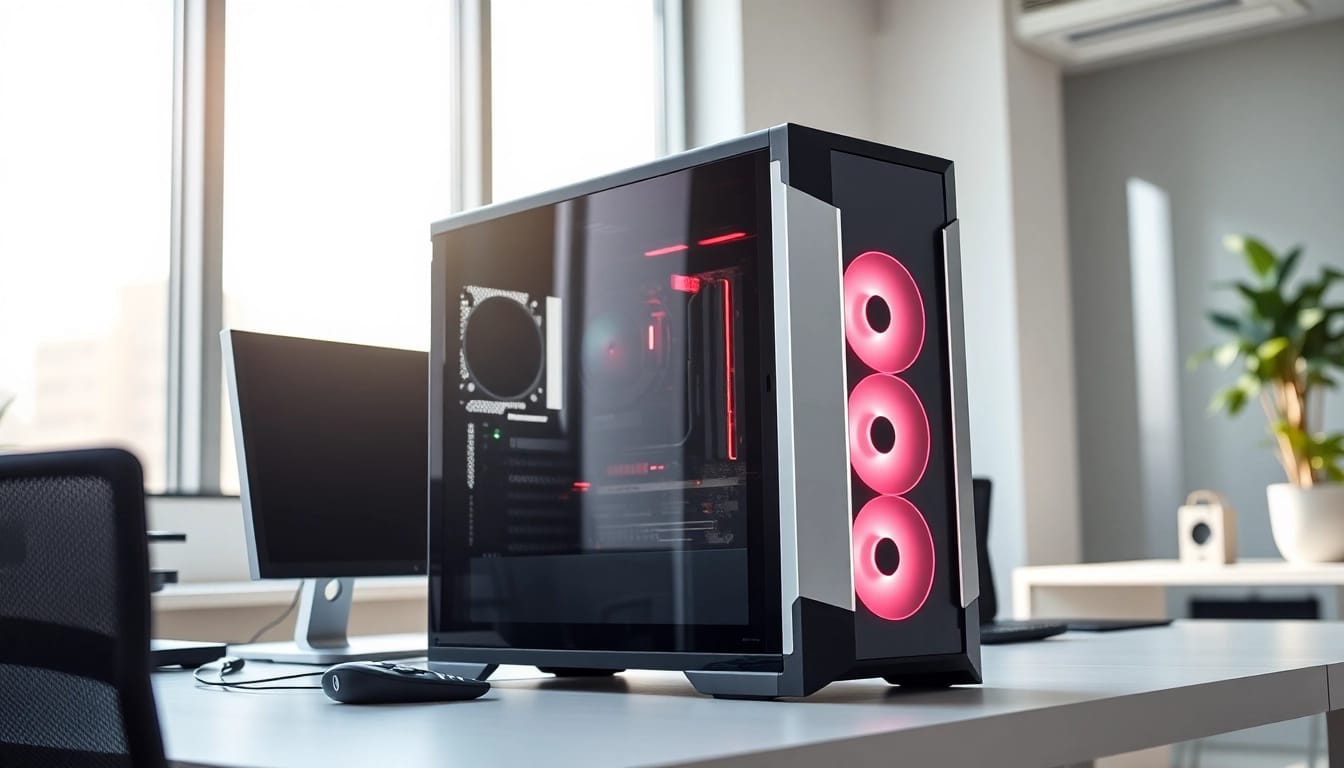 Αγοράστε refurbished pc σε ένα κομψό και μοντέρνο γραφείο με φωτεινές λεπτομέρειες.