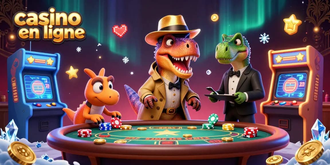 Découvrez le casino en ligne avec un velociraptor au blackjack, des jeux 3D colorés et une ambiance ludique.