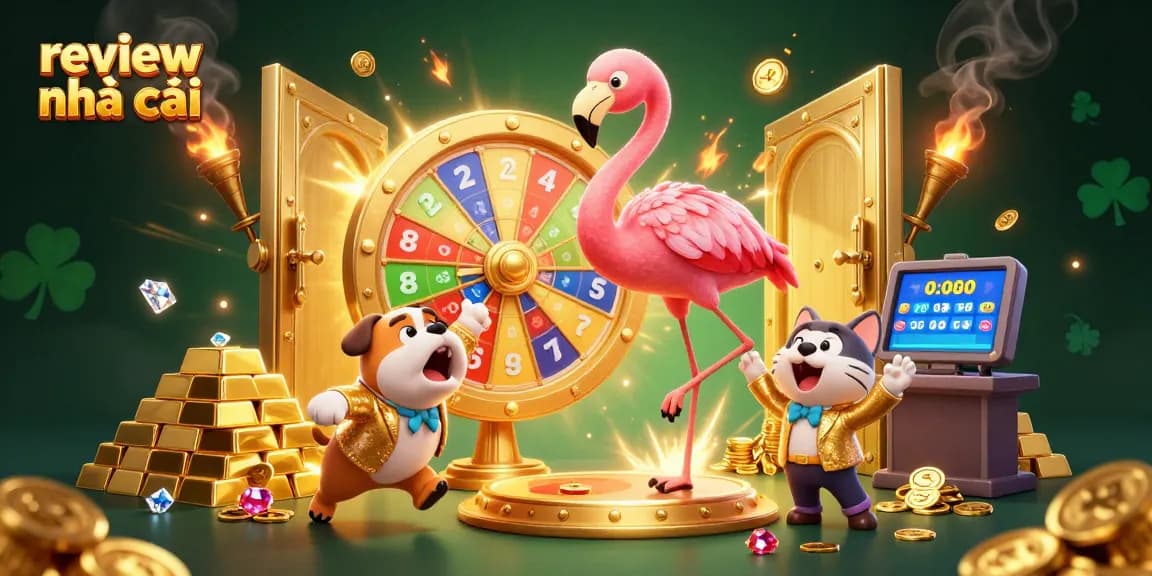 Engage with the review nhà cái and win prizes in this exciting 3D casino-themed illustration.
