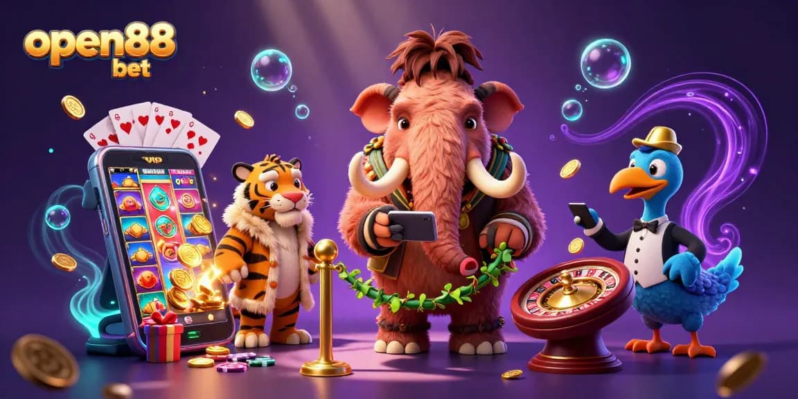 Experience the excitement of gaming with open88 bet featuring a vibrant 3D casino scene full of action and rewards.