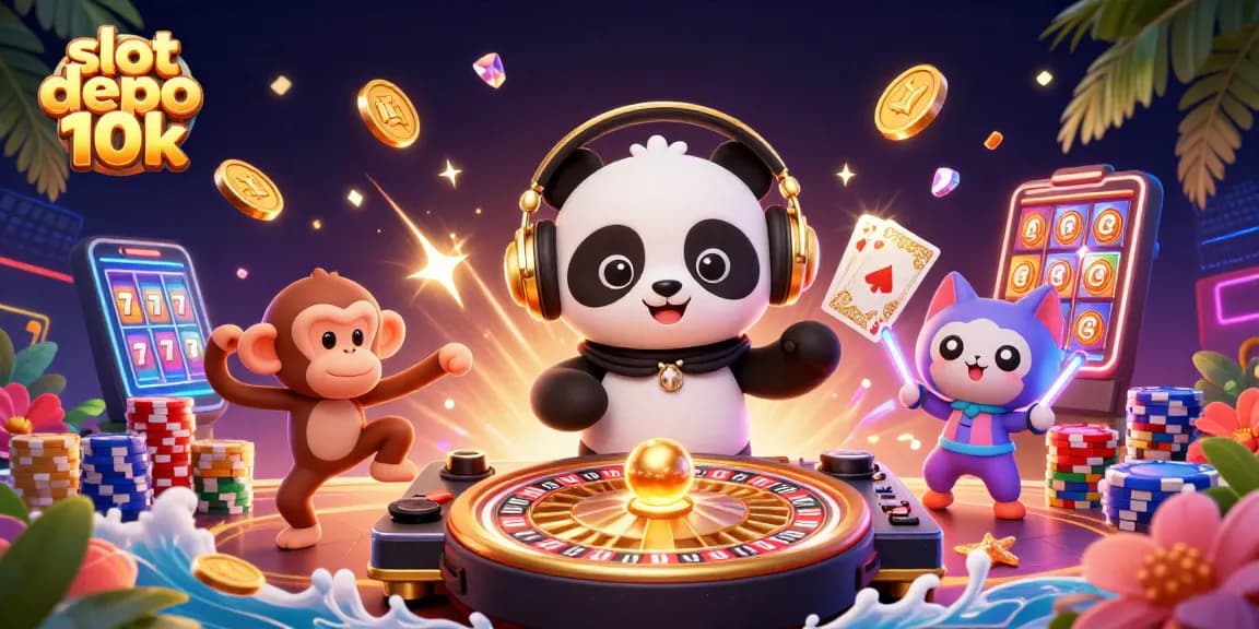 Experience thrilling wins with slot depo 10k in an ultra-detailed casino-themed illustration.