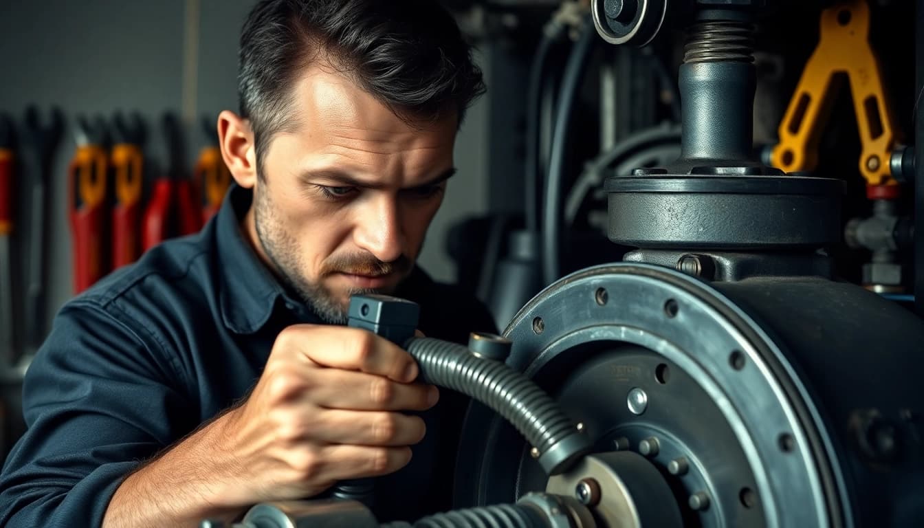 Usuario usando la carraca 3/8 en un motor, resaltando su durabilidad y precisión en trabajo mecánico.