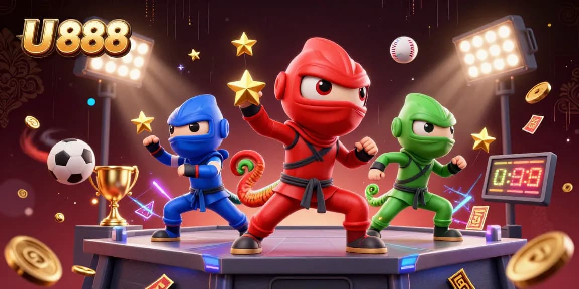 Engage in thrilling gameplay with U 888 as chameleon ninjas activate dynamic sports action.