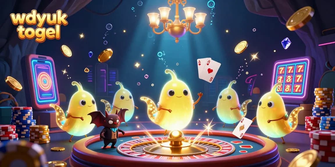 Experience wdyuk togel excitement in this vibrant casino scene with glowworms and lucky symbols.