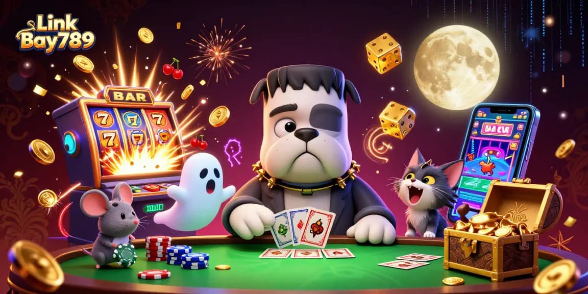Engage with Link Bay789 and experience thrilling gaming excitement at a spooky casino table.