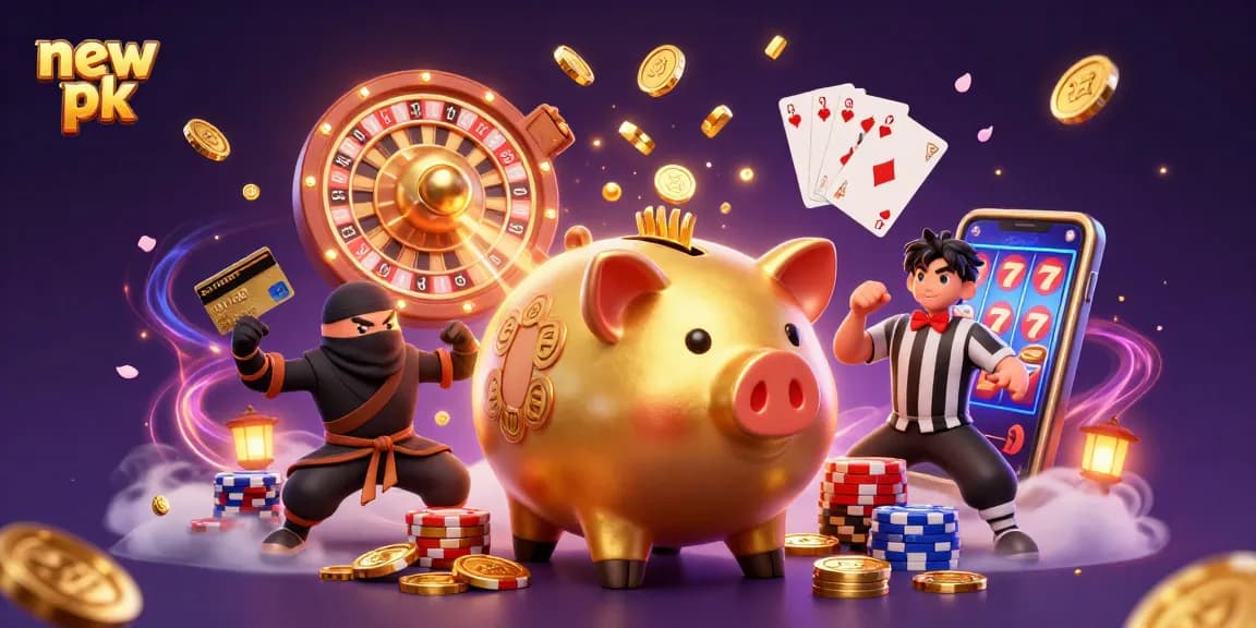 Experience big wins with new pk in an action-packed casino scene featuring lucky characters and vibrant gaming elements.