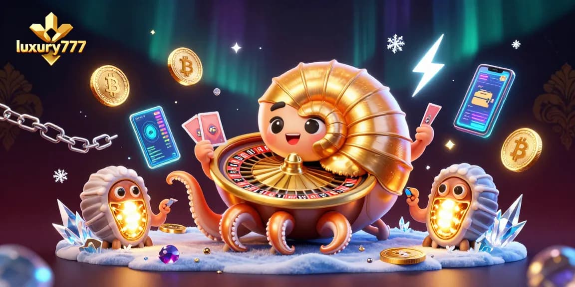 Experience luxury777's thrilling e-gaming with a unique giant nautilus roulette wheel illustration.